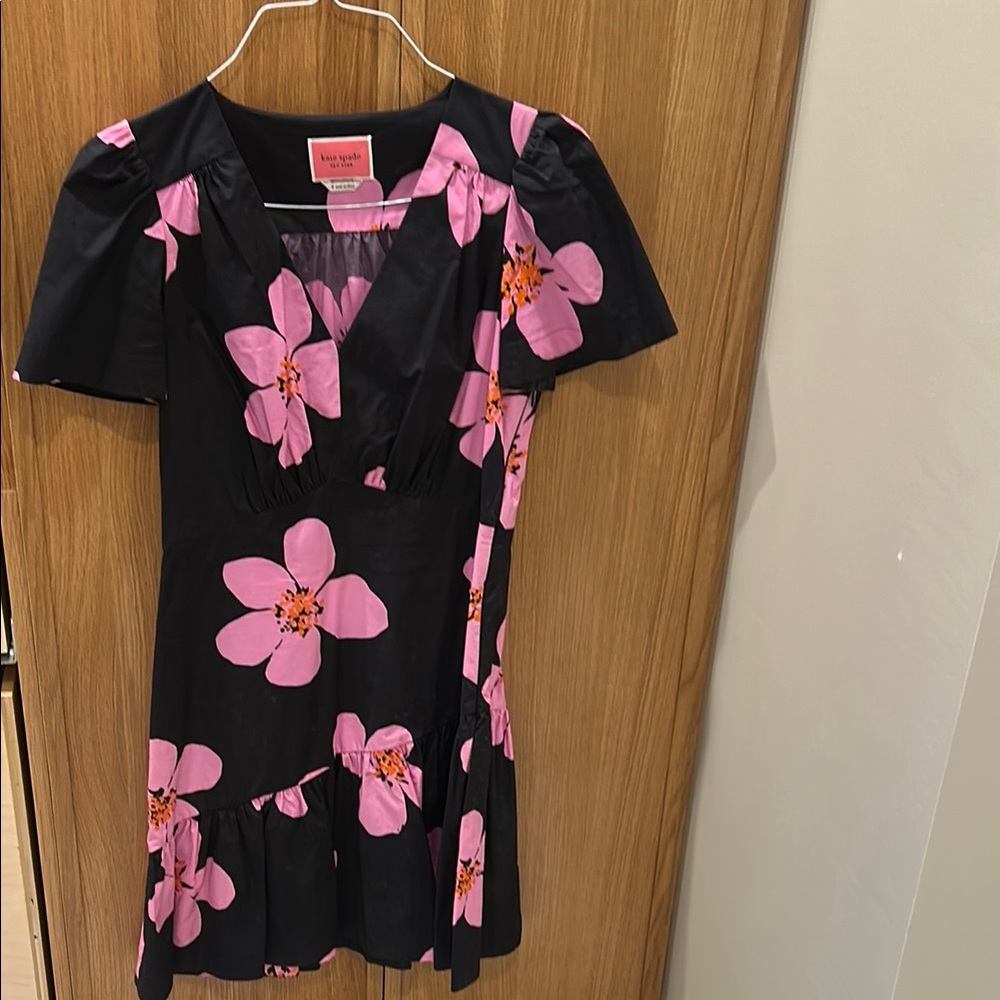 Kate Spade Black Dress with Pink Floral Design EXCELLENT CONDITION